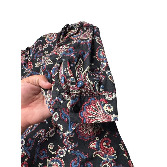 Ba&sh Rym Blouse Paisley black blue red Buttons Career Small - Picture 7 of 7
